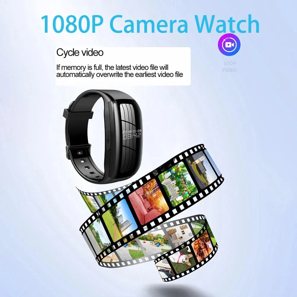 HD Mini Camera Watch 8-256GB Video Voice Recorder Bracelet USB Flash Driver Dictaphone Noise Reduce Sound Recording Wristband - M & M Global