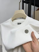New brand summer men's silk cotton T-shirt designer custom badge design short sleeve fashionable ice silk elastic casual T-shirt