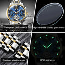 OLEVS Men's Watches Automatic Mechanical Business Wristwatch Waterproof Stainless Steel Strap Watch for Man Skeleton Calendar - M & M Global