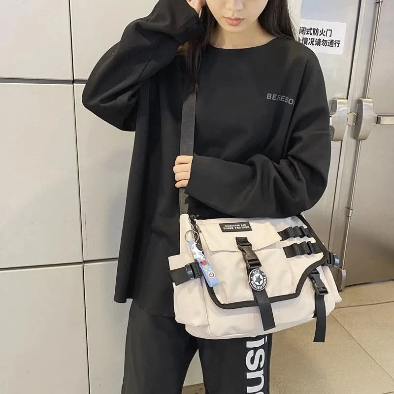 Unisex Nylon Fabric Messenger Bags Multi Pockets Large Capacity Shoulder Shopper Tote Bag Student School Satchels Female Handbag - M & M Global
