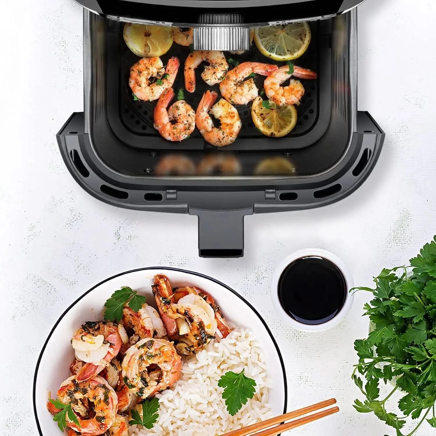 Air Fryer Healthy Cooking, 4.5 Qt,User Friendly and Dual Control Temperature, Nonstick Stainless Steel, Dishwasher Safe Basket, - M & M Global