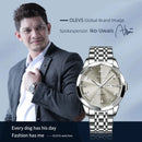 OLEVS Men's Watches Causal Fashion Original Quartz Watch for Man Waterproof Stainless Steel Luminous Date Week Trend Dress Reloj - M & M Global