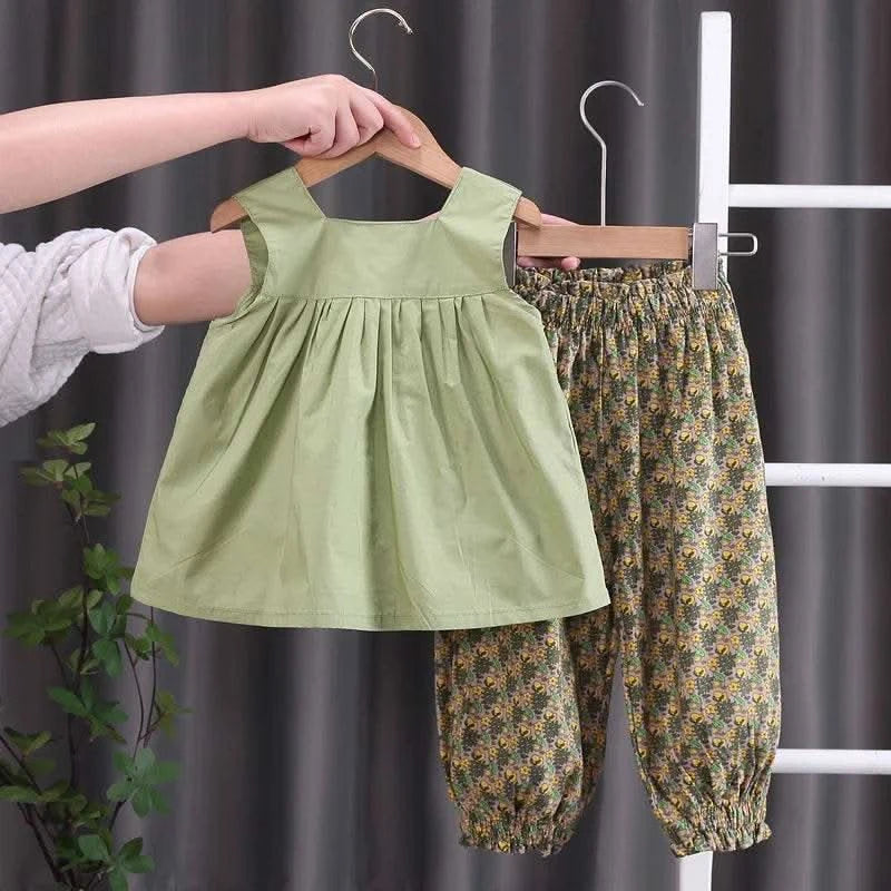 2023 Summer Brother Sister Outfits Boy Kid Flower Casual Shirt+Shorts 2pcs Girl Flower set - M & M Global