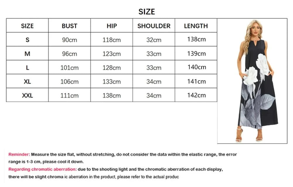 Lady Spring Summer Black Long Dress Sleeveless Red Petals Print Elegant Dresses For Women 2023 Party Beach Women Dress - M & M Global