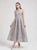 Women 2024 New Fashion Organza Flower Embroidery Elegant Long Dress Summer Sleeveless Dresses Lady Holiday Evening Prom Vestido - M & M Global