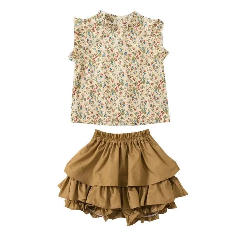2024 New Girls' Suit Summer Children's Dress Baby Girl Fashionable Children's Top+Skirt Two-Piece Set - M & M Global