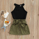 Girls 2-Piece Summer Set Striped Crop Top Denim Shorts with Bow Detail for Toddlers 12 Months to 4 Years - M & M Global