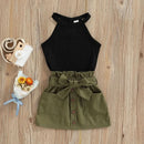 Girls 2-Piece Summer Set Striped Crop Top Denim Shorts with Bow Detail for Toddlers 12 Months to 4 Years - M & M Global
