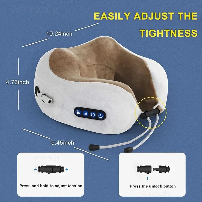 Electric Neck Massager With Heat Vibration 3D Kneading Shiatsu Massage U Shaped Pillow For Shoulder Cervical Pain Relief Fatigue - M & M Global