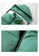Men's Hooded Vest Winter Zipper Warm Stand Collar Waistcoat Men Cotton Padded Sleeveless Jackets with Big Pockets 2025