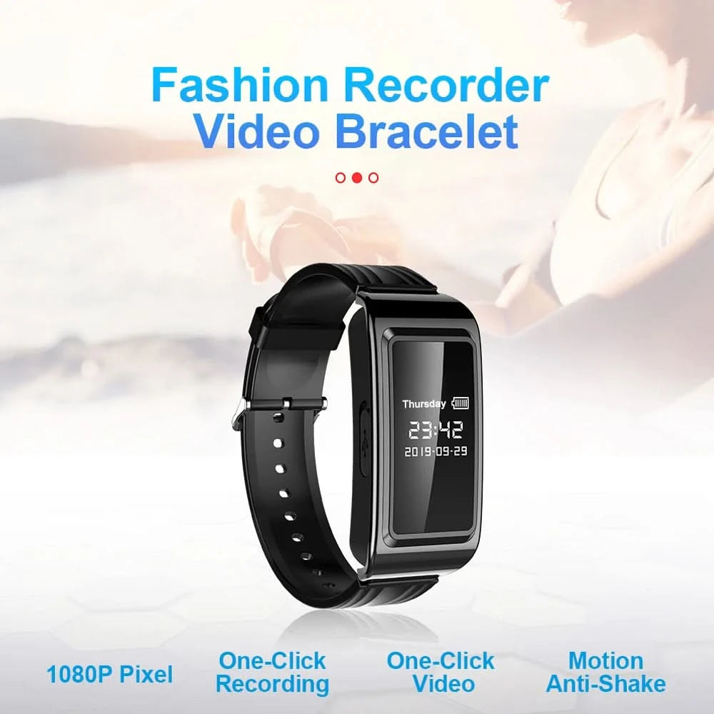 HD Mini Camera Watch 8-256GB Video Voice Recorder Bracelet USB Flash Driver Dictaphone Noise Reduce Sound Recording Wristband - M & M Global