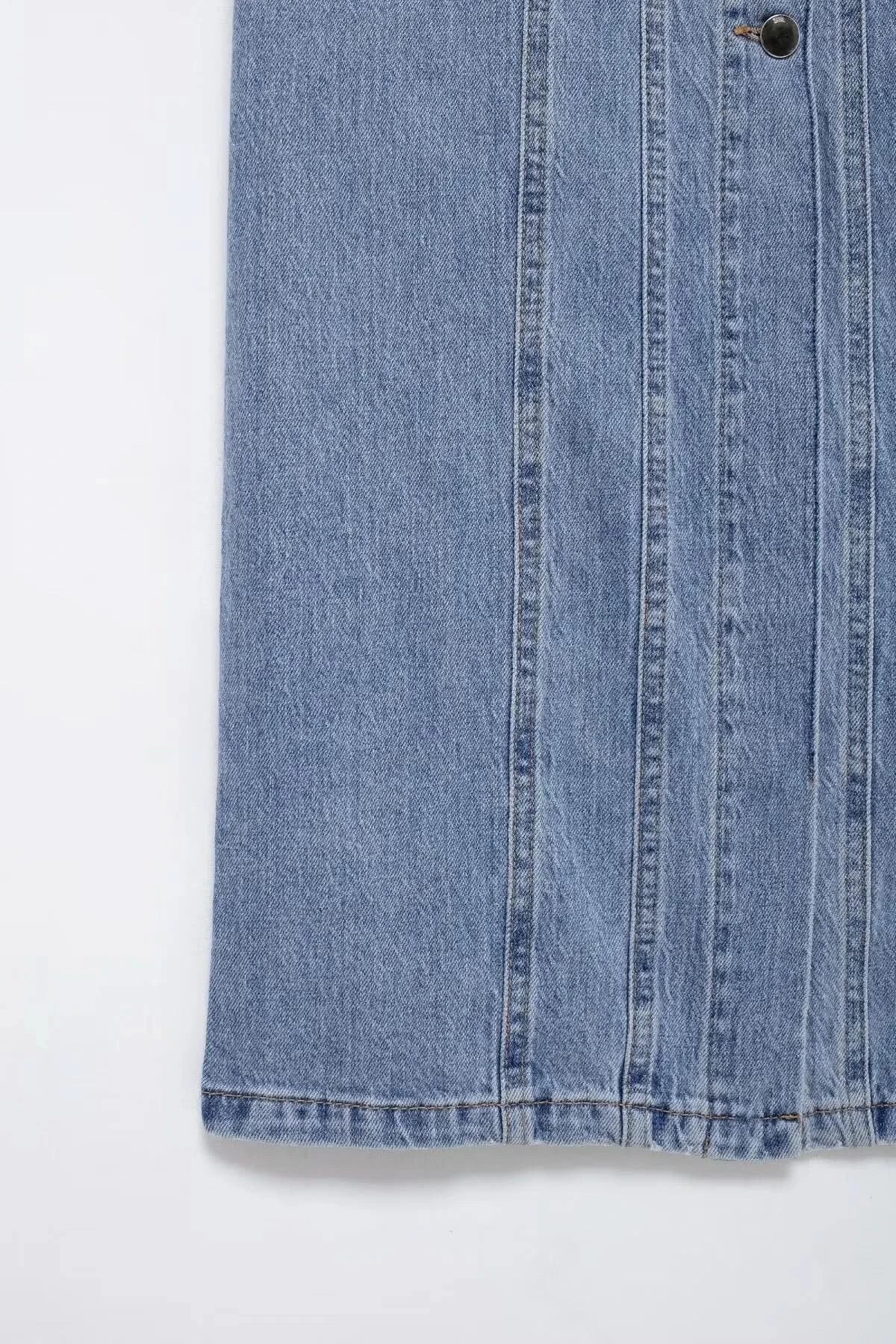 TRAFSHE Summer Ladies Zipper Denim Dress Women Elegant Spaghetti Strap Sexy O-Neck Vintage Casual Female Sling Mid-Long Dress ﻿ - M & M Global