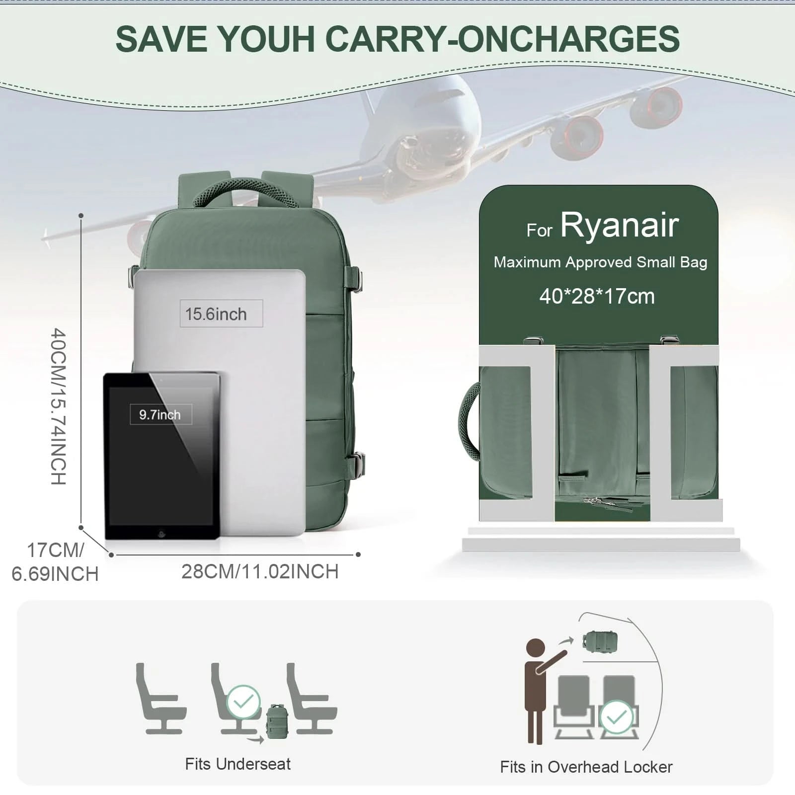 Ryanair Backpack 40x20x25 Cabin Bag Travel Backpack for Men Women Hand Luggage Leisure Laptop Backpack mochila para viaje cabina - M & M Global