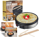 Electric Crepe Maker, Nonstick Multi-Function Tortilla Machine, Ideal for Crepes, Pancakes & Roti, Wooden Spatula & Batter Sprea - M & M Global