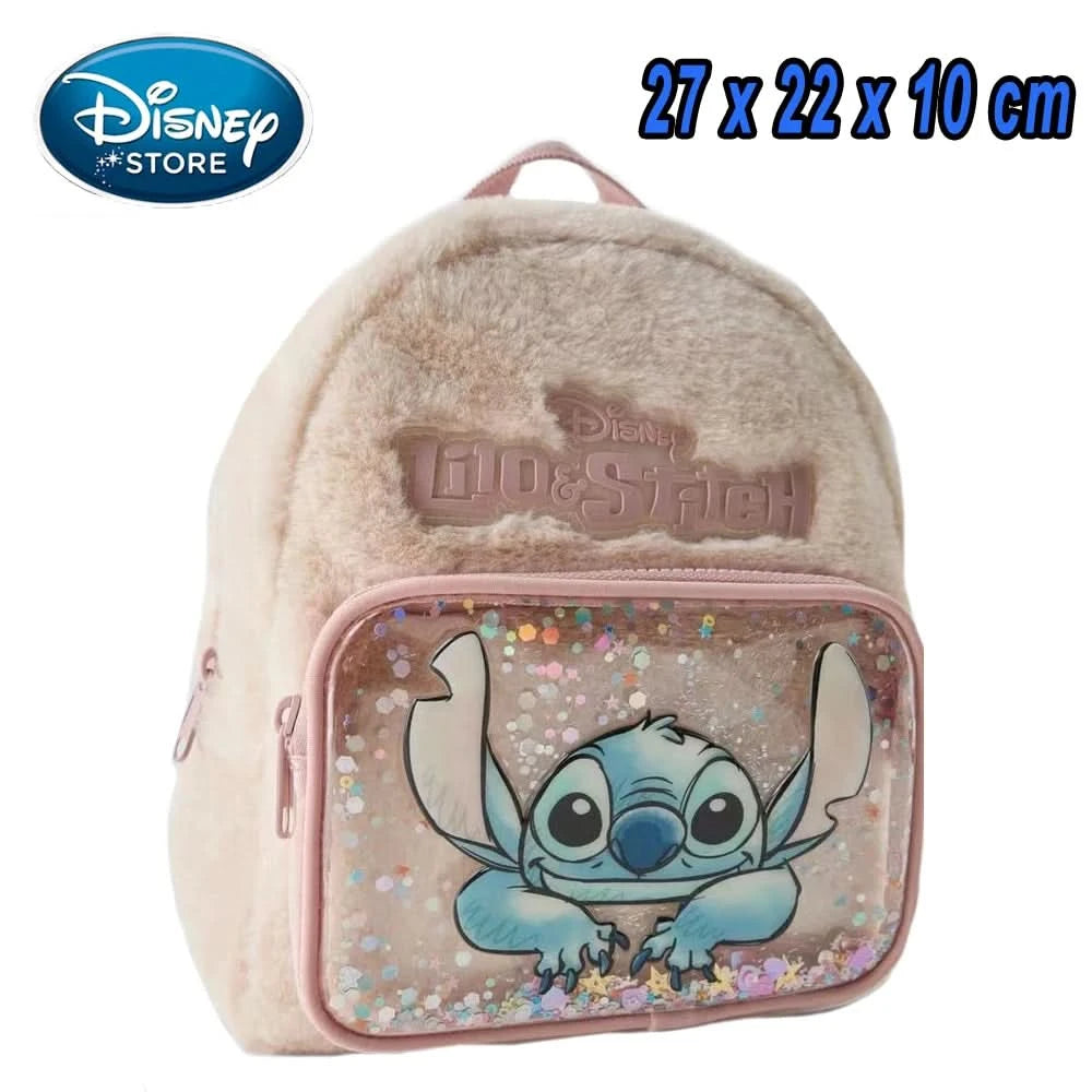 New Disney Plush Backpack Ins Japanese Blue Stitch Funny Cartoon Large-Capacity Student Backpack Kindergarten Bag Child Gift - M & M Global