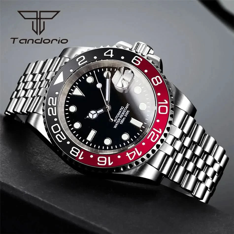 Tandorio NH35A Date Stainless Steel 40mm Dive Automatic Men Watch Sapphire Crystal Rotating Bezel Luminous Mechanical Wristwatch - M & M Global