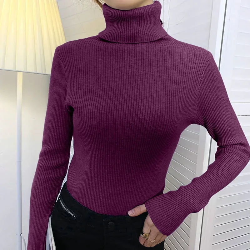 Women Turtleneck Sweater Knitted Soft Pullovers cashmere Jumpers Basic Solid Soft Sweaters Women Autumn Winter Casual Top