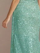 Luxury Floor Length V-Neck Evening Dresses Women Elegant Wedding Party Maxi Dress Sequins Short Sleeves Prom Cocktail Gowns