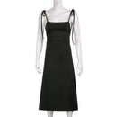 Fashion Strappy Ruched Sexy Black Dress Irregular Elegant Backless Long Dress Party Summer Dresses Women Clothes Vintage Dress - M & M Global