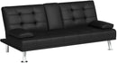 Authenticity guarantee.Futon Sofa Bed Modern Folding Futon Set Convertible Recliner Lounge for Living Room with 2 Cup Holder.HOM
