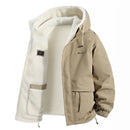 Reversible Winter Lamb  Fleece Hooded Jacket Streetwear Men Women Reversible Cotton Jackets Casual Zipper Thick Warm Coat