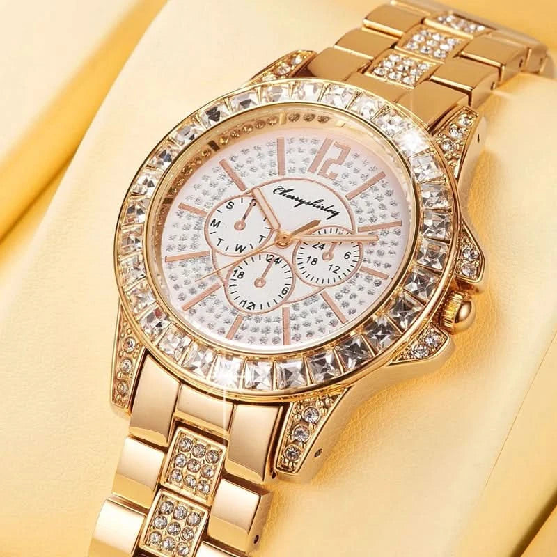 Luxury Fashion Women Quartz Watch Set Alloy Strap Ladies Wristwatch Alloy Bracelet Female Clock Reloj Mujer - M & M Global