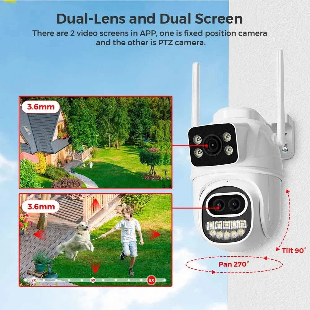 BESDER 6K 12MP Wifi Camera PTZ Dual Screen 8X Digital Zoom AI Auto Tracking Outdoor 8MP CCTV IP Camera Security Protection iCSee - M & M Global