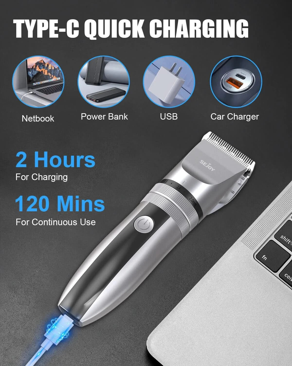 SEJOY Professional Trimmer Hair Clippers Cutting Beard Cordless Shaving Machine - M & M Global