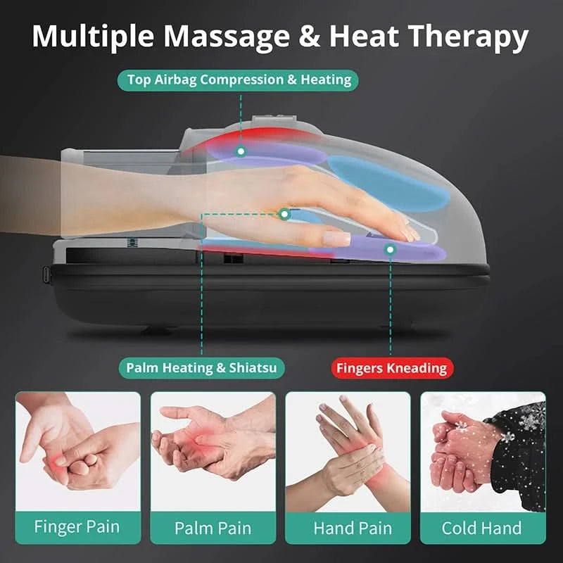 Wireless Electric Hand Massager Air Compression Hot Compress Palm Acupoint Massager Finger Arthritis Numbness Muscle Relaxation - M & M Global