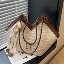 Straw Beach Bag Vintage Handmade Woven Shoulder Bag Raffia circle Rattan bags Bohemian Summer Vacation Casual Bags - M & M Global