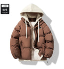 New Men's Winter Thickened Cotton Coat Fake Two-piece Fashion Brand Winter Cotton Coat New Loose Warm Hooded Cold Jacket