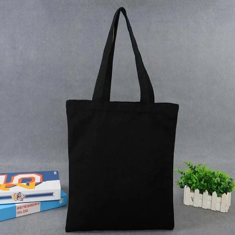 5 Pieces Set Blank Canvas Shopping Bags Reusable Foldable Casual Daily Shoulder Tote Handbag For Personalized Logo & Name Custom - M & M Global