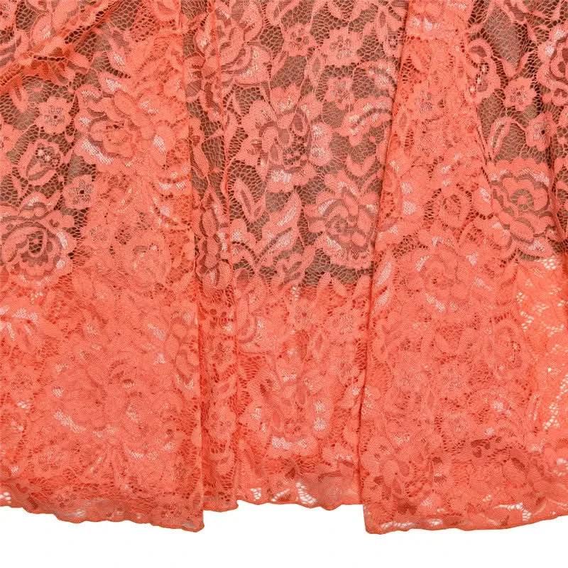 Mozision Floral Lace Sexy Maxi Dress For Women Orange Spaghetti Strap Sleeveless Backless Bodycon Club Party Long Dress Elegant - M & M Global