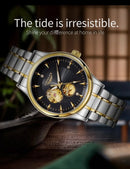 LONGLUX Men automatic mechanical watch elegant luxury watches waterproof skeleton business wholesale stainless steel gift watch - M & M Global