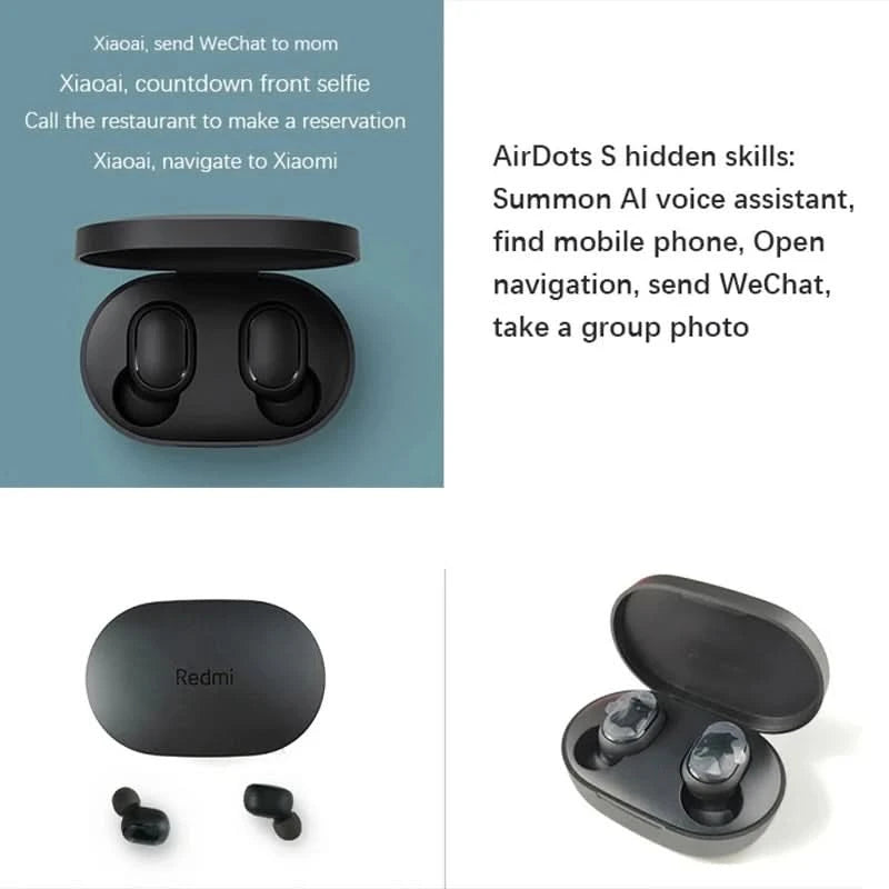 Xiaomi Redmi Airdots 2 Bluetooth Earphones Sport Music Gaming Outdoor Mini Wireless Headset with Mic Headphones In Ear Earbuds - M & M Global