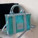 New The Tote Bag Letter Printed Sequins Top-Handle Bag Women Leather Handbag Luxury Designer Glitter Shoulder Crossbody Bag - M & M Global