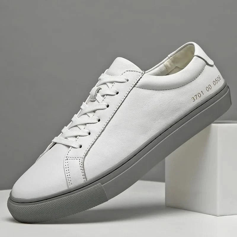 Italian Genuine Leather Men's Shoes 2024 Designer White Shoes Comfy Walking Shoes Lace-up Business Outdoor Zapatos Para Hombre - M & M Global