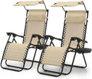 Zero Gravity Chair with Canopy Set of 2, Reclining Outdoor Patio Lounge Chair, Folding Anti Gravity Recliner