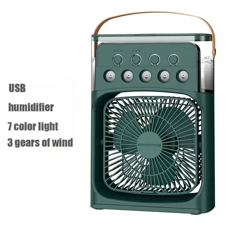 2025 New Three In One Household Air Conditioner Small Air Cooler Portable Smallfan Household Night Humidifier LED Nightlight Fan - M & M Global