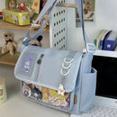 Y2K Japanese Harajuku School Bags for Teenage Girls New 2024 Transparent Itabag Crossbody Bag DIY Badges Display Plate Ita Bag - M & M Global