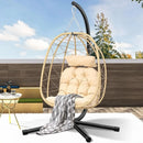 Egg Hanging Swing Chair with Stand Egg Chair Wicker Egg Chair with Cushions 330lbs for Patio, Bedroom, Garden and Balcony
