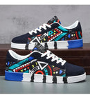 YRZL Men's Sports Running Shoes Canvas Geometric Style Lace-Up Sneakers Couples' Fashionable Graffiti Print Skate Shoes Men - M & M Global