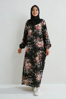 Muslim Dresses Women Maxi Dresses Mujer Vestidoes Female Loose Dresses Full Sleeve Printed Floral Casual Robe Long Dress - M & M Global