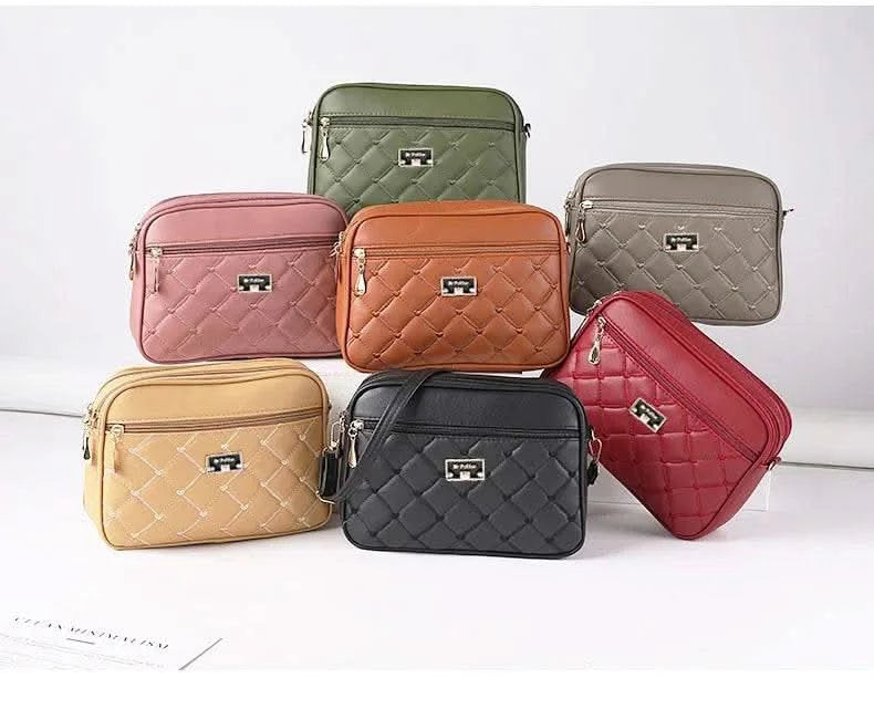 2025 Women's One Shoulder Small Square Handbag New Cross Border Foreign Trade Lingge PU Crossbody Versatile Small Messenger Bag - M & M Global