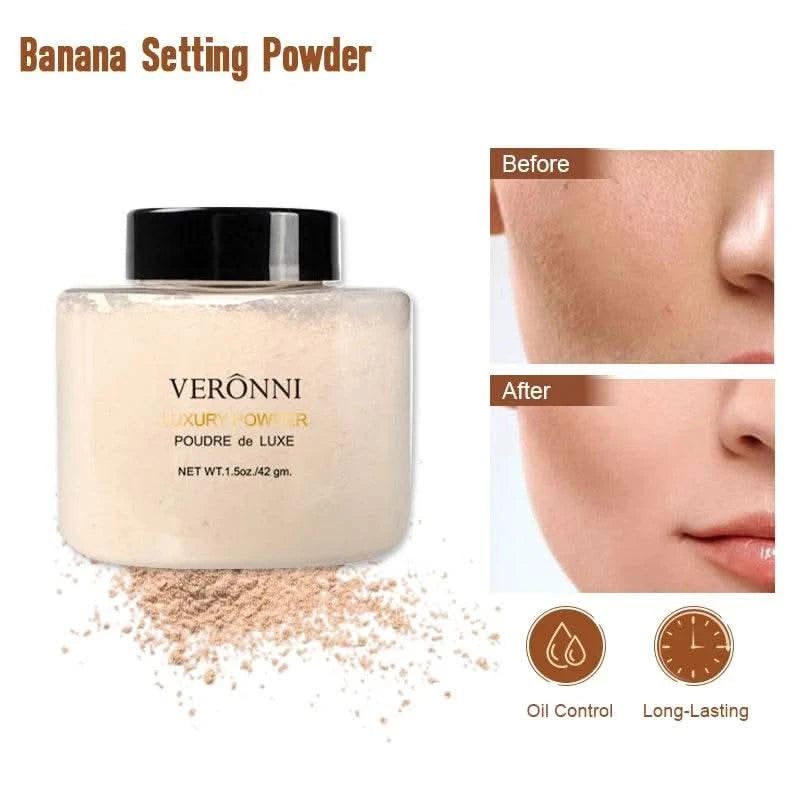 Banana Shaped Loose Powder Cosmetic Can Reduce Pores&Fine Lines,Long-lasting Matte Effect Facial Makeup Powder Make Up for women - M & M Global
