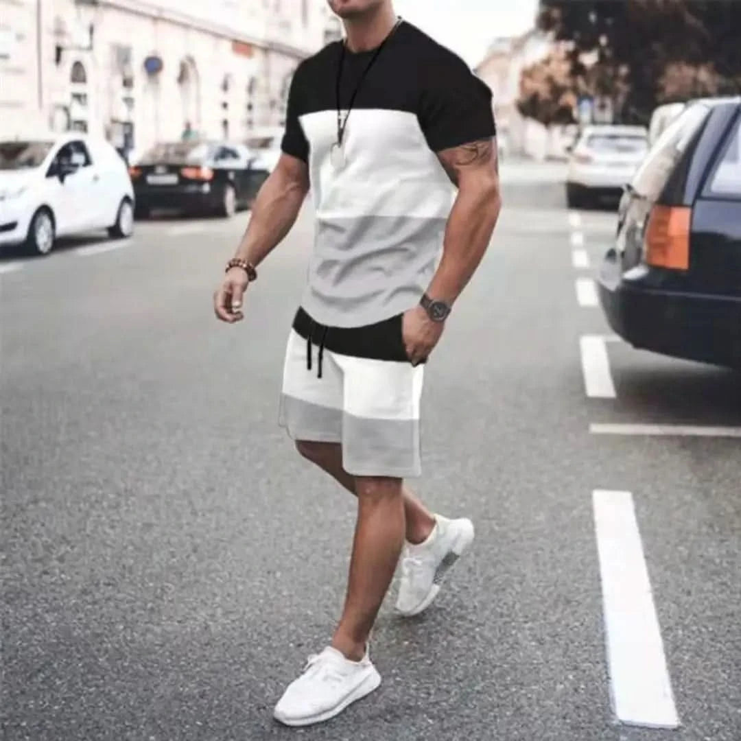 Summer Set Men Oversized T Shirt Shorts 2 Piece Outfits Short Sleeve Print Tracksuits Fashion Sportswear Sets Men's Clothing - M & M Global