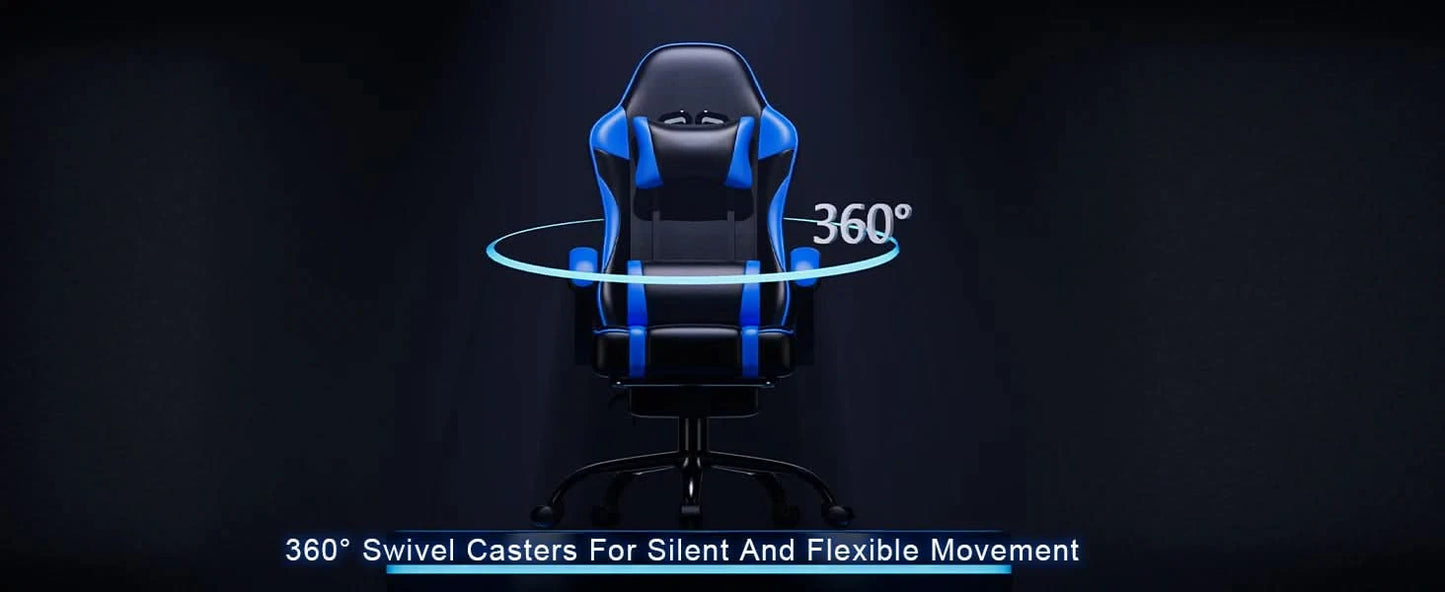 Ergonomic Gaming Chair Recliner, PU Leather Racing Game Chairs for Adults, Executive Office Chair Gamer Chair with Massager