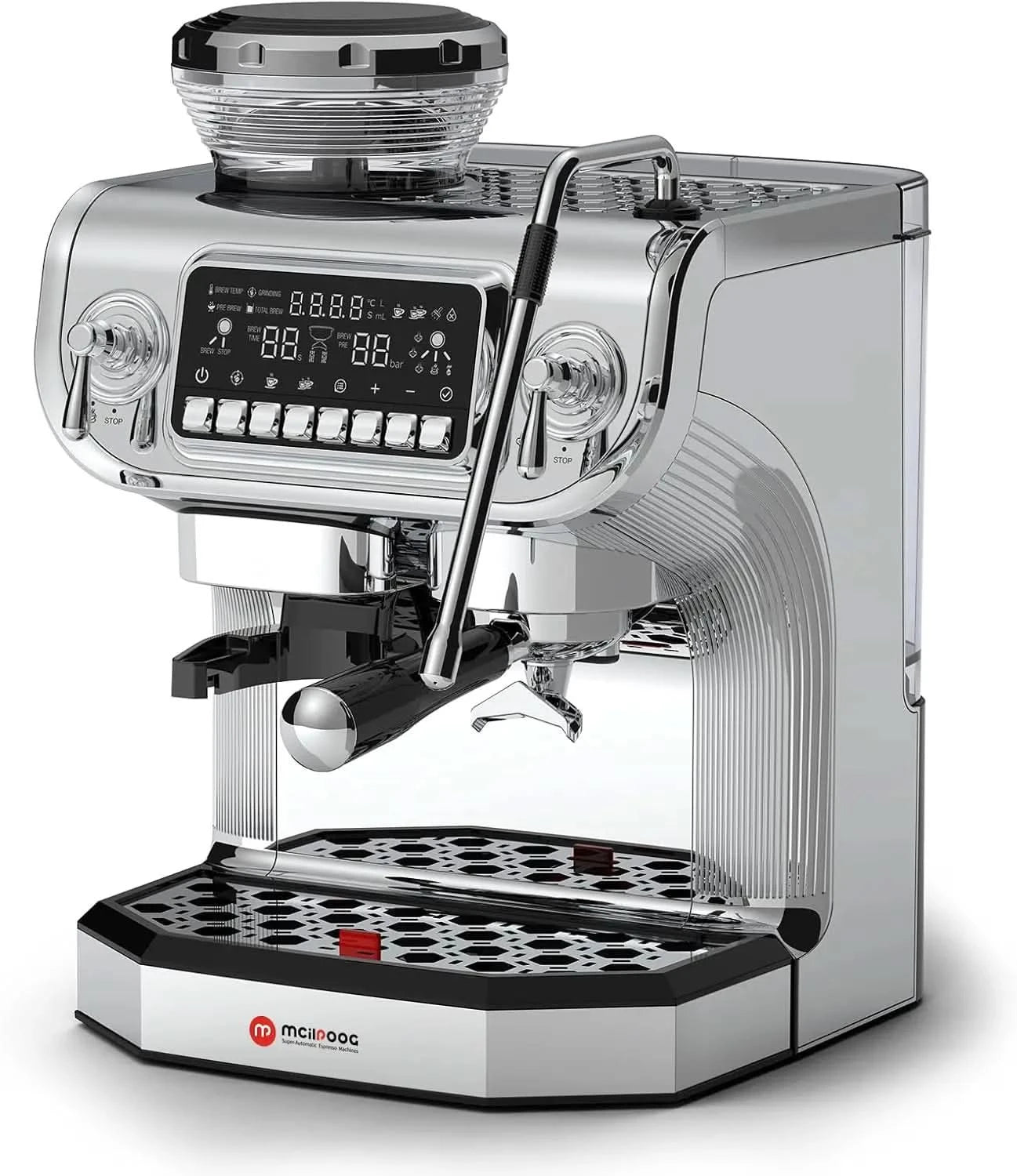 TC530 Espresso Machine with Milk Frother，Semi Automatic Coffee Machine with Grinder,Easy To Use Espresso Coffee Maker with 5.5 i - M & M Global