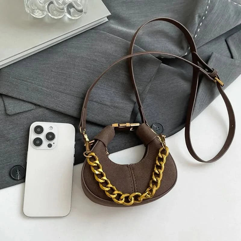 Mini Semicircle Saddle Crossbody Bag For Women Luxury Lemon Color Handbag Half Moon Bag Fashion Chain Lady Cross Body Bag - M & M Global