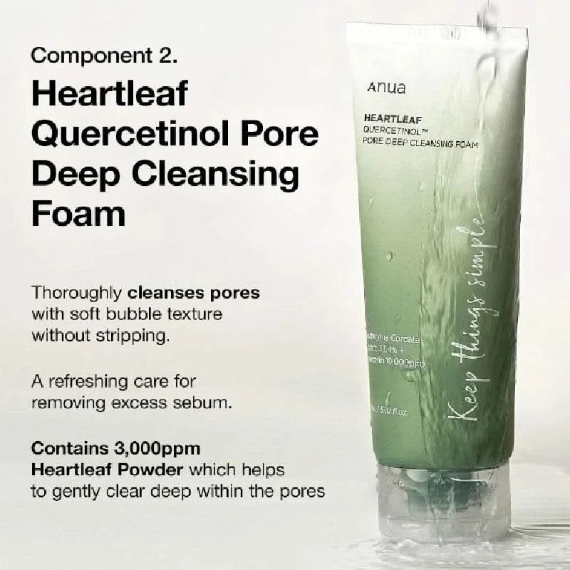 Anua Heartleaf Dual Cleansing 2-in-1 Pore Control Cleansing Oil and Deep Facial Cleanser Double Cleansing Korea Skincare Set - M & M Global